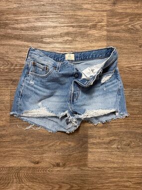 Levi's Distressed Light Blue Denim Cutoff Shorts